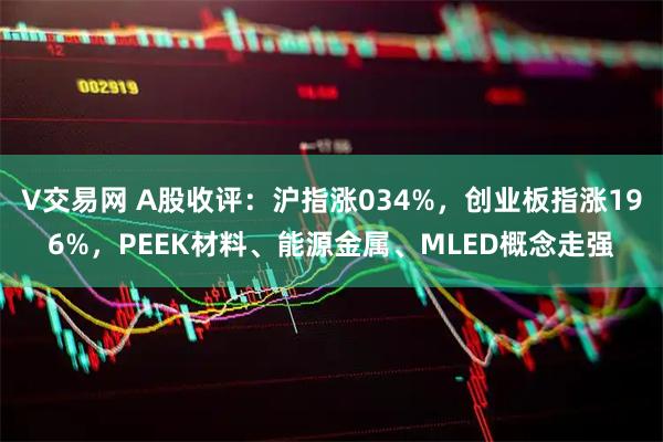 V交易网 A股收评：沪指涨034%，创业板指涨196%，PEEK材料、能源金属、MLED概念走强
